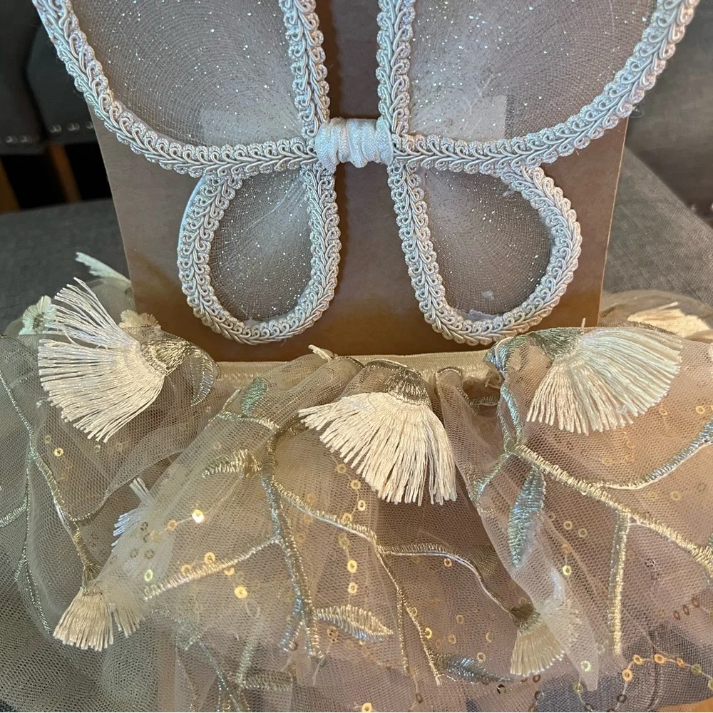 Elegant Butterfly gold lace headband tutu wings Set
